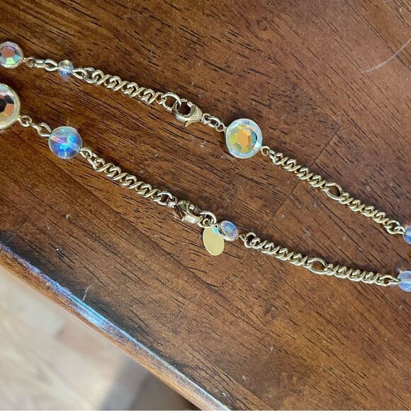 Kirks Folly Crystal Iridescent 36 inch Vintage Gold Tone Stunning Chain - Picture 11 of 16